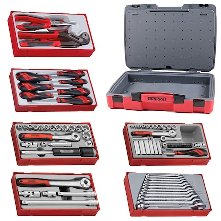 Teng Tools 82 Piece Mixed Drive Metric Socket, Wrench, Screwdriver & Plier Kit TC-6T-22